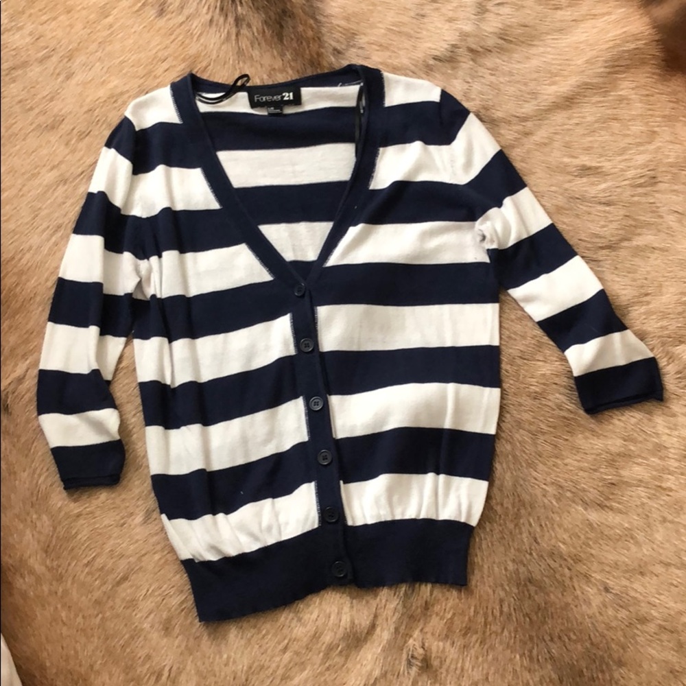 Forever 21 navy stripe cardigan